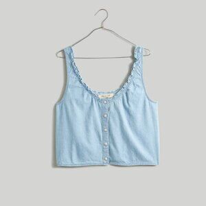 Madewell Denim Ruffled U-Neck Crop Top